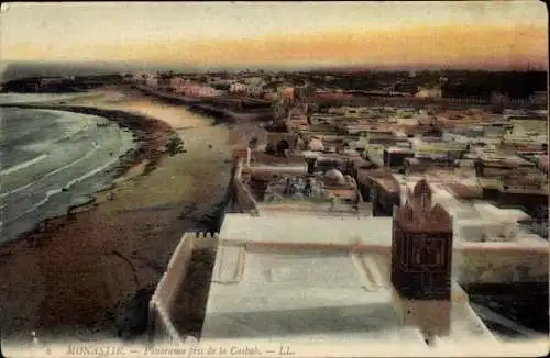 Ak Monastir Tunesien, Panorama aufgenommen von der Kasbah