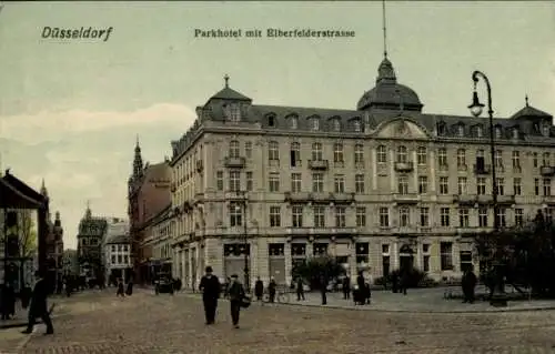 Ak Düsseldorf am Rhein, Parkhotel, Elberfelderstraße, Fahrrad