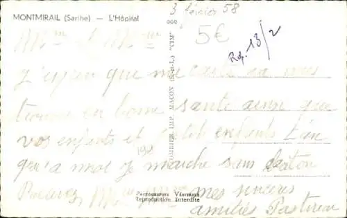 Ak Montmirail Sarthe, Krankenhaus