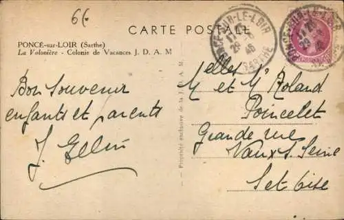 Ak Poncé Sarthe, La Voloniere, Colonie de Vacances