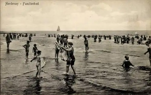 Ak Nordseebad Norderney Ostfriesland, Familienbad, Badegäste