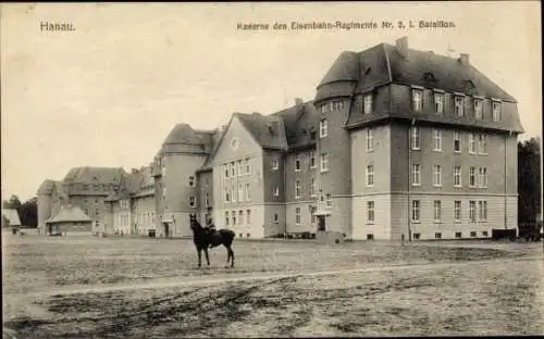 Ak Hanau am Main, Kaserne, Eisenbahn-Regiment Nr. 2, I. Bataillon, Pferd