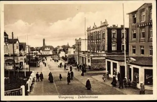 Ak Nordseebad Wangeroog Wangerooge in Ostfriesland, Zedeliusstraße, Passanten