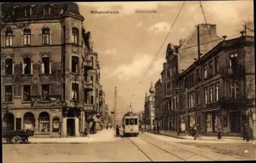 Ak Wilhelmshaven in Niedersachsen, Gökerstraße, Straßenbahn 1