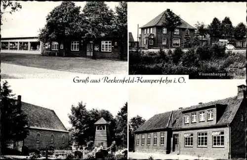 Ak Reekenfeld Barßel Niedersachsen, Kamperfehn, Kaufhaus Josef Ording, Vossenbarger Hof, Kirche