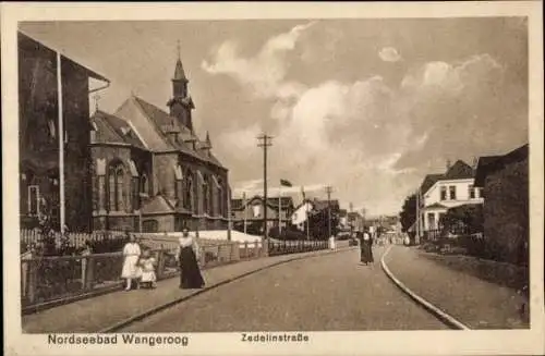 Ak Nordseebad Wangerooge in Ostfriesland, Zedelinstraße, Kirche