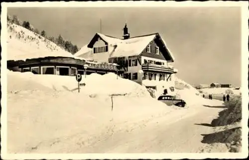 Ak Mittelberg im Kleinwalsertal Vorarlberg, Hotel Kaffee Alpenrose, Winter