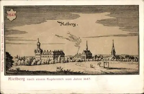 Ak Rietberg in Westfalen, nach einem Kupferstich vom Jahre 1647