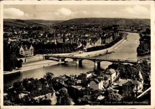 Ak Würzburg am Main Unterfranken, Blick von der Festung Marienberg