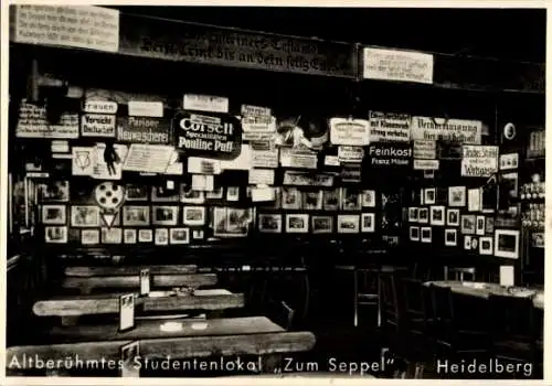 Ak Heidelberg am Neckar, Zum Seppel, Studentenlokal beim Karlsplatz, Innenansicht