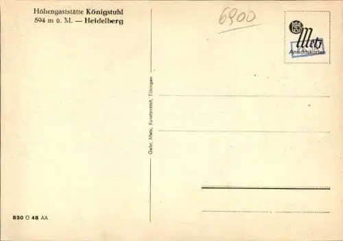 Ak Heidelberg am Neckar, Höhengaststätte Königstuhl