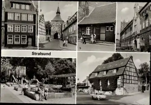 Ak Stralsund in Vorpommern, Alter Markt, Kütertor, Torschließerhäuschen, Rathaus, Barockfassade