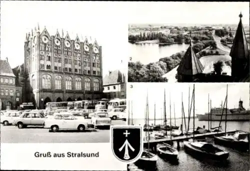 Ak Stralsund in Vorpommern, Rathaus, Frankenvorstadt, Hafen