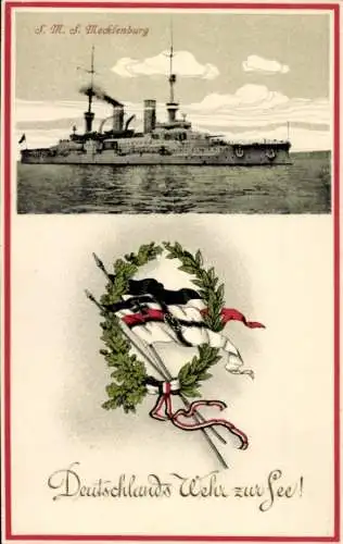 Ak Deutsches Kriegsschiff, SMS Mecklenburg, Kaiserliche Marine