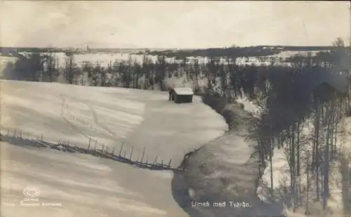 Ak Umea Schweden, Winterlandschaft, Tvaran