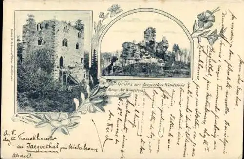 Ak Windstein Elsass Bas Rhin, Ruine Alt Windstein, Burg Neuwindstein, Jaegerthal, Jägertal