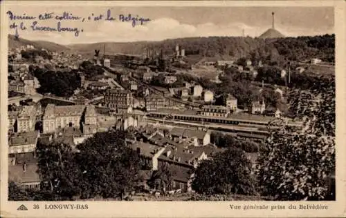 Ak Longwy Bas Meurthe et Moselle, Panorama, prise du Belvedere