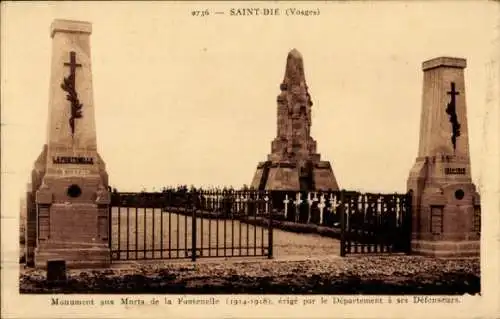 Ak Saint Dié des Vosges, Monument aux Morts de la Fontenelle, erige par le Departement