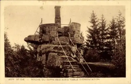 Ak Saint Dié des Vosges, Roche du Sapin Sec avec Table d'Orientation