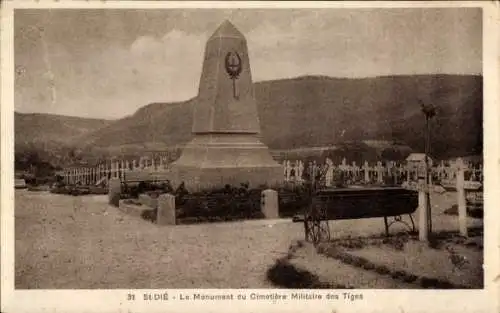 Ak Saint Dié des Vosges, Le Monument du Cimetiere Militaire des Tiges