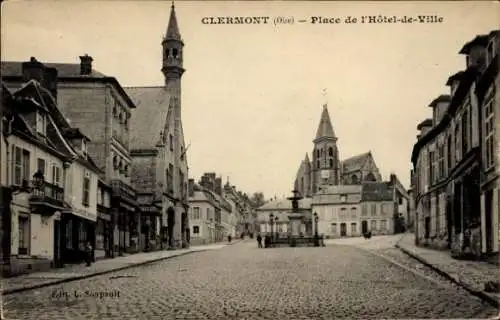 Ak Clermont Oise, Place de l'Hotel de Ville