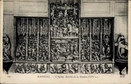 Ak Marissel Beauvais Oise, L'Eglise, Retable de la Passion