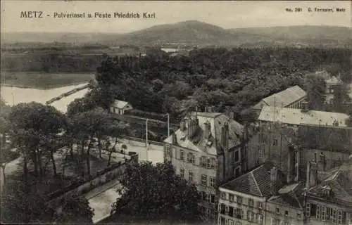 Ak Metz Moselle, Pulverinsel und Feste Friedrich Karl