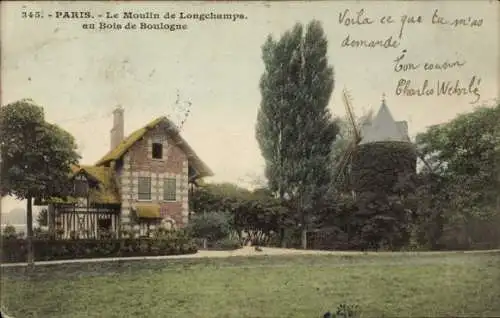 Ak Paris XVI, Bois de Boulogne, Le Moulin de Longchamps