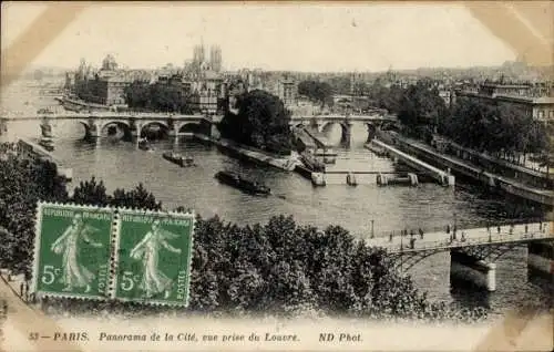 Ak Paris I Louvre, Panorama de la Cite, vue prise du Louvre