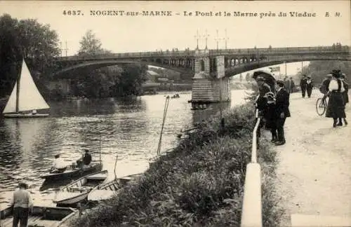 Ak Nogent sur Marne Val de Marne, Brücke, Marne pres du Viaduc