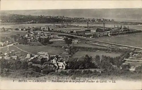 Ak Cabourg Calvados, Panorama pris de la propriete Foucher de Careil