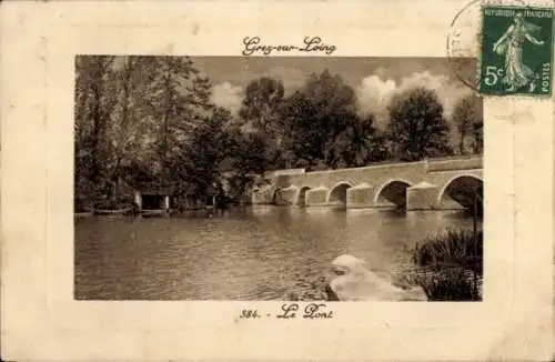 Passepartout Ak Grez sur Loing Seine-et-Marne, Brücke