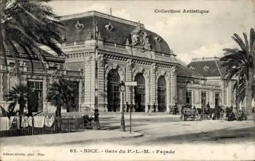 Ak Nice Nizza Alpes Maritimes, Gare du P.-L.-M.-Facade