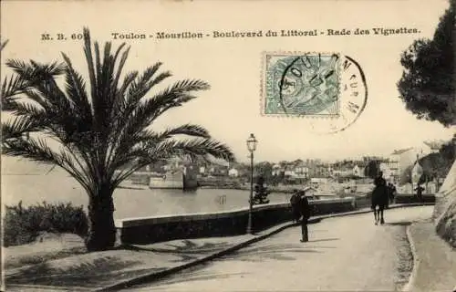 Ak Toulon Var, Mourillon, Boulevard du Littoral, Rade des Vignettes