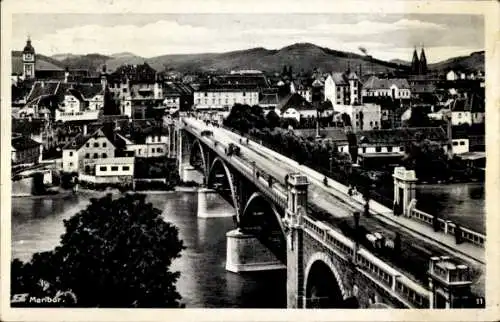 Ak Maribor Marburg Slowenien, Gesamtansicht, Brücke