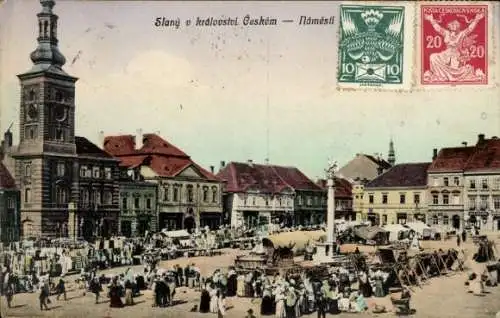 Ak Slaný Schlan Mittelböhmen, Namesti, Trh, Marktplatz