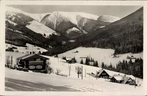 Ak Spindleruv Mlýn Spindlermühle Riesengebirge Region Königgrätz, Ort im Schnee