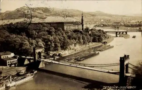 Ak Podmokly Bodenbach Děčín Tetschen an der Elbe Region Aussig, Brücken, Stadt