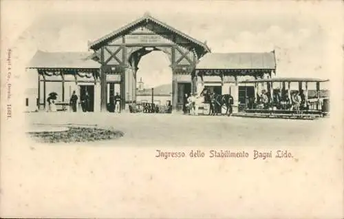 Ak Lido di Venezia Veneto, Eingang zum Bagni Lido