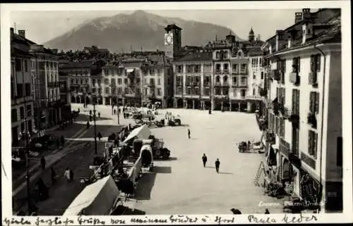 Ak Locarno Kanton Tessin Schweiz, Piazza Grande