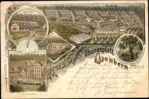 Litho Elsenborn Bütgenbach Wallonien Lüttich, Übungsplatz Blechhausen, OffizierCasino, Feldeisenbahn