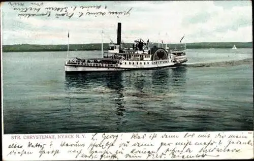 Ak Hudson River Steamer Chrystenah, Nyack New York