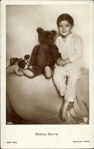 Ak Schauspieler Bobby Burns, Portrait, Teddybär, Kuscheltier