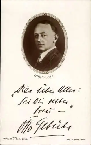 Ak Schauspieler Otto Gebühr, Portrait, Ross, Autogramm