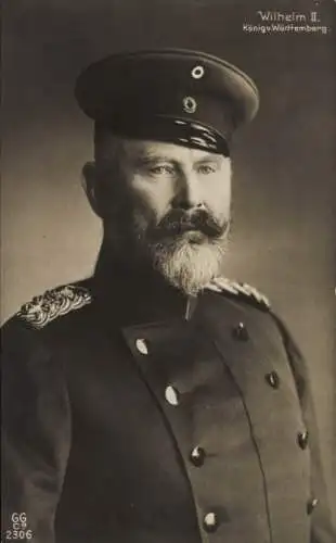 Ak Wilhelm II. König von Württemberg, Portrait in Uniform, Schirmmütze