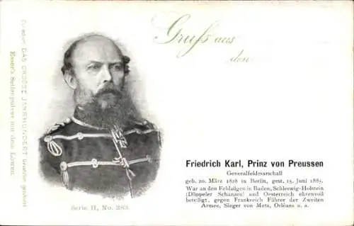 Ak Friedrich Karl, Prinz von Preußen, Generalfeldmarschall, Portrait, Reklame, Esser's Seifenpulver