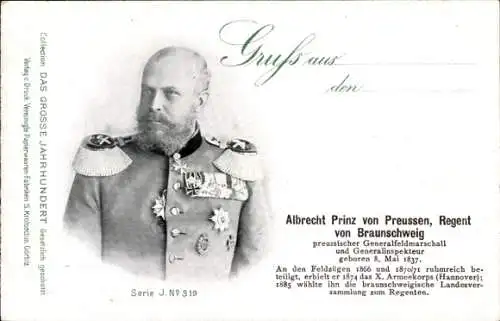 Ak Generalfeldmarschall Albrecht Prinz von Preußen, Regent von Braunschweig