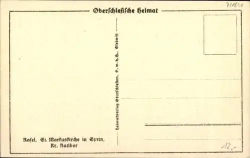 Ak Racibórz Ratibor Schlesien, Sankt-Markuskirche in Syrin