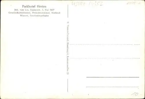 Ak Herten im Ruhrgebiet Westfalen, Parkhotel Herten, Kaiserstraße 5