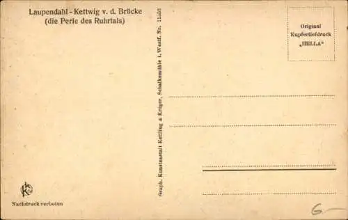 Ak Laupendahl Kettwig vor der Brücke Essen im Ruhrgebiet, Rinderbach mit Brücke
